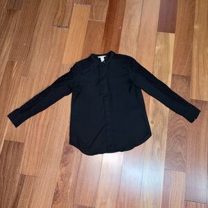H&M Black Casual Button Down Shirt Sz S